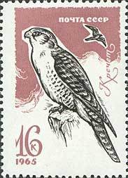 1965-140 Марка СССР Кречет   Хищные птицы II O