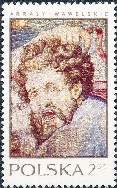 (1970-061) Марка Польша "Мужская голова"    Гобелены в Вавельском Замке III &Theta;