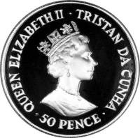 () Монета Тристан да Кунья 1987 год 50 пенсов ""   PROOF