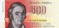 (1986) Банкнота Финляндия 1986 год 500 марок "Элиас Лённрот" Kullberg - Puntila  UNC