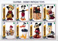 (№1996-5646) Лист марок Гайана 1996 год "Дисней Антикварные Игрушки", Гашеный