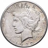 (1922) Монета США 1922 год 1 доллар   Мирный доллар Серебро Ag 900  UNC