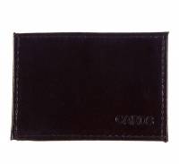 Обложка для проездного "HELAI", Натуральная блестящая кожа, Темно-коричневая