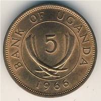 (№1966km1) Монета Уганда 1966 год 5 Cents