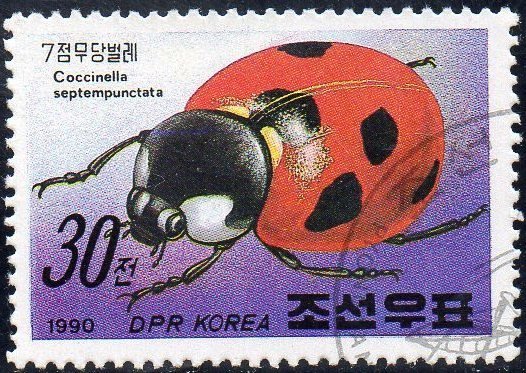 (1990-062) Марка Северная Корея &quot;Семиточечная коровка&quot;   Насекомые III Θ