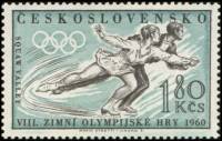 (1960-009) Марка Чехословакия "Фигурное катание"   Зимние Олимпийские игры, Скво-Вэлли II Θ