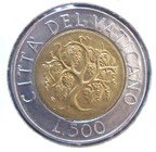 () Монета Ватикан 1989 год 500  ""   Биметалл  UNC