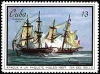 (1971-031) Марка Куба "Морское сражение"    День почтовой марки III Θ