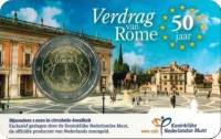 (001) Монета Нидерланды 2007 год 2 евро "Римский договор 50 лет"  Биметалл  Coincard