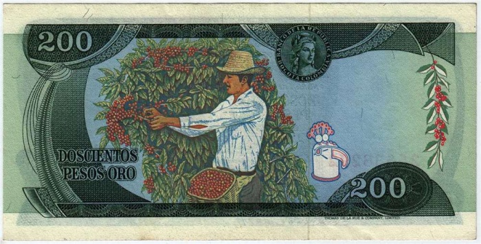 () Банкнота Колумбия 1980 год 200  &quot;&quot;   UNC