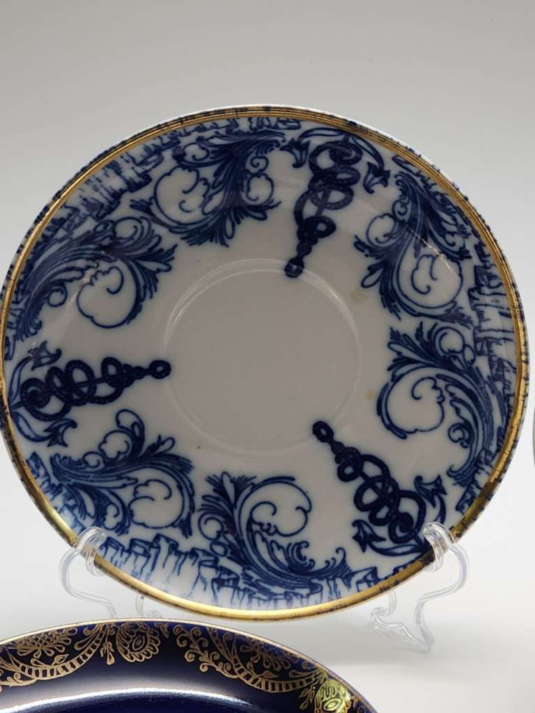 Блюдца чайные 5 штук ЛФЗ кобальт позолота