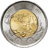 (2021) Монета Канада 2021 год 2 доллара "Инсулин 100 лет открытия"  Биметалл  UNC