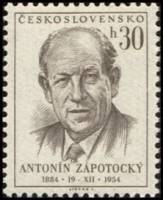 (1954-044) Марка Чехословакия "А. Запотоцкий (Сепия)" ,  III Θ