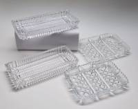 Селедочницы блюда прямоугольные для сервировки закусок 4 штуки СССР хрусталь винтаж