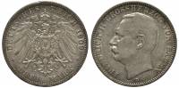 (1909) Монета Германия Баден 1909 год 3 марок "Фридрих II"  Серебро Ag 900  XF