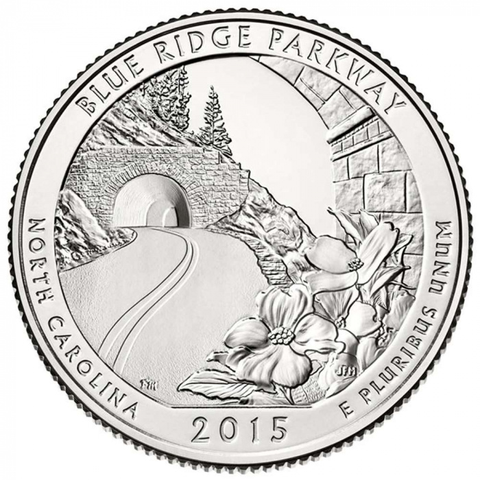 (028p) Монета США 2015 год 25 центов &quot;Блю-Ридж&quot;  Медь-Никель  UNC