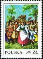 (1977-030) Марка Польша "Праздник уражая"    Народные обычаи III Θ
