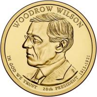 (28s) Монета США 2013 год 1 доллар "Вудро Вильсон" 2013 год Латунь  PROOF