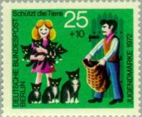 (1972-010) Марка Германия (ФРГ) "Котята"    Защита животных III O