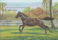 (№1986-168) Блок марок Гренада 1986 год "Лошади equus ферусом caballus", Гашеный
