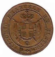 (№1859c81 (Витторио Эмануэле II вновь Элетто)) Монета Италия 1859 год 1 Centesimo (Витторио Эмануэле