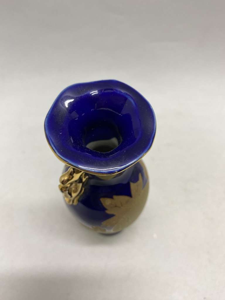 Ваза кобальт позолота Япония 14 см