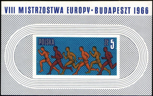 (1966-037) Блок Польша "Бег на длинные дистанции"   Чемпионат Европы по легкой атлетике III &Theta;