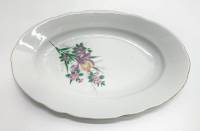 Блюдо овальное, веточки цветов, Кахла, Германия
