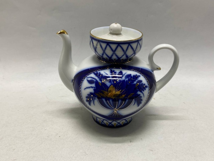 Чайник заварочный ЛФЗ кобальт, позолота