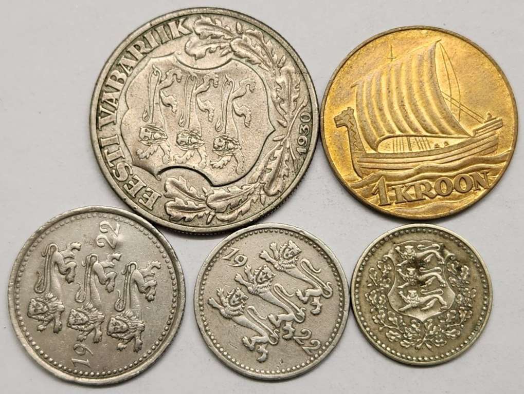 Набор монет Эстония 5 штук