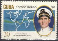 (1971-003) Марка Куба "А. Менендес Пелаес"    35 лет полета А. Менендес Пелаес III Θ