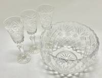 Салатник + 3 рюмки на ножке хрусталь СССР 