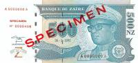(,) Банкнота Заир 1995 год 500 новых заиров "Мобуту Сесе Секо"   UNC