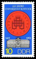 (1969-091) Марка Германия (ГДР) "Эмблема"    Университет, Росток II Θ