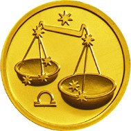 (014ммд) Монета Россия 2002 год 25 рублей "Весы"  Золото Au 999  UNC