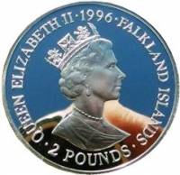 (№1996km47) Монета Фолклендские Острова 1996 год 2 Pounds (Эгберт Уэссекса - серебро)