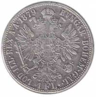 Монета Австро-Венгрия 1 гульден (флорин) 1879 год "Франц Иосиф I - Император Австро-Венгрии", F