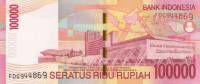 (,) Банкнота Индонезия 2008 год 100 000 рупий    UNC