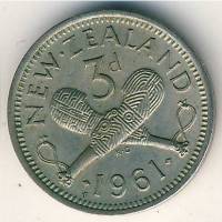 (№1956km25.2) Монета Новая Зеландия 1956 год 3 Pence