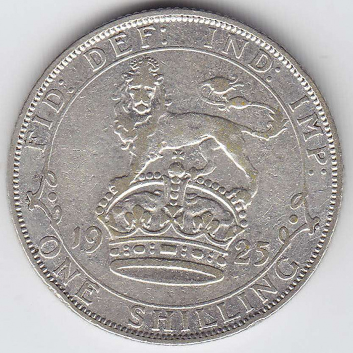 (1925) Монета Великобритания 1925 год 1 шиллинг &quot;Георг V&quot;  Серебро Ag 500  XF
