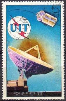 (1976-077) Марка Северная Корея &quot;Спутниковая антенна&quot;   100 лет изобретения телефона III Θ