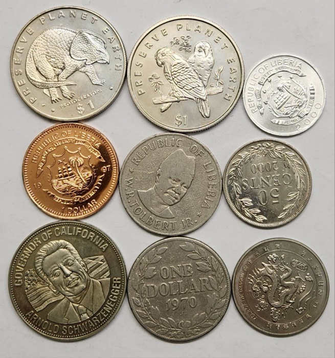 Набор монет Либерия 9 штук