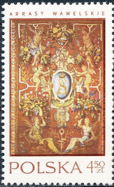 (1970-064) Марка Польша "Панно с вензелем"    Гобелены в Вавельском Замке III &Theta;