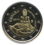 (009) Монета Испания 2014 год 2 евро "Антонио Гауди. Парк Гюэля"  Биметалл  VF