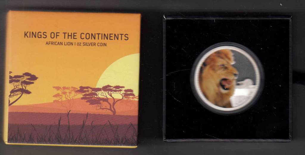 (2016) Монета Остров Ниуэ 2016 год 2 доллара &quot;Короли континентов. Лев&quot;  Цветная  Футляр