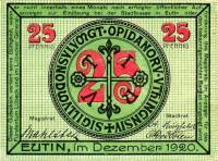 (№1920) Банкнота Германия 1920 год "25 Pfennig"