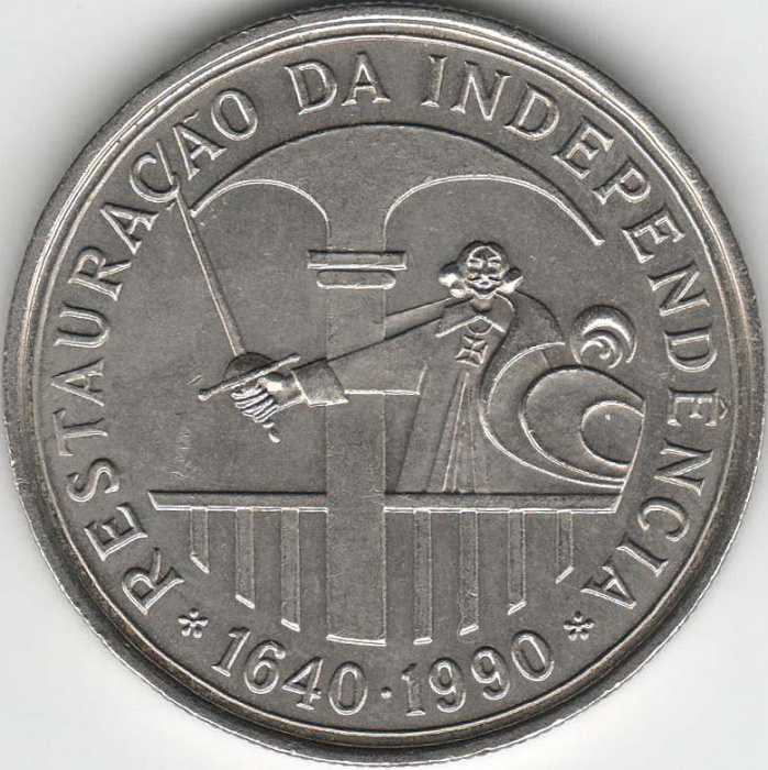 (1990) Монета Португалия 1990 год 100 эскудо &quot;Независимость. 350 лет&quot;  Медь-Никель  UNC