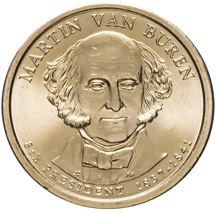 (08d) Монета США 2008 год 1 доллар &quot;Мартин Ван Бюрен&quot; 2008 год Латунь  UNC