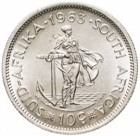 (1963) Монета ЮАР (Южная Африка) 1963 год 10 центов "Ян ван Рибек"  Серебро Ag 500  UNC