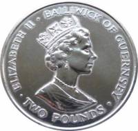 () Монета Остров Гернси 1991 год 2 фунта ""   AU